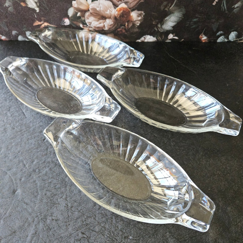 Vintage Pressed Glass Banana Split Relish Dish From France SET‎ OF FOUR - 9in